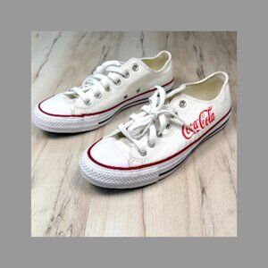 CONVERSE Chuck Taylor Men US 6 / Womens US 8 White Coca-Cola Logo SHOES EUC